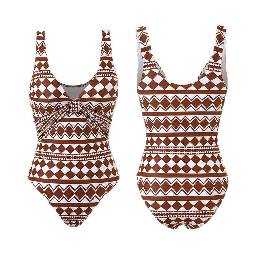 Dressy Deep V Cut Bodysuit Swimwear for Women
