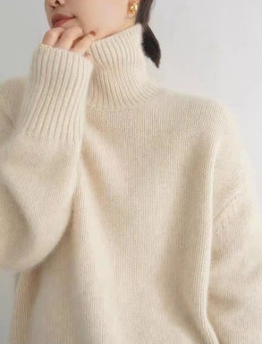 Pull Col Roulé Oversize en Maille — Femme