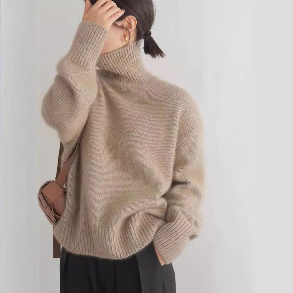 Pull Col Roulé Oversize en Maille — Femme