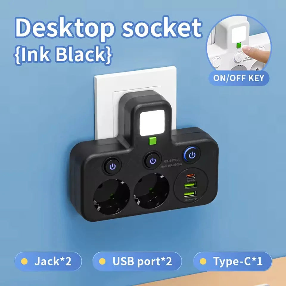 Multiprise EU 4 prises avec USB et USB-C – Câble en option