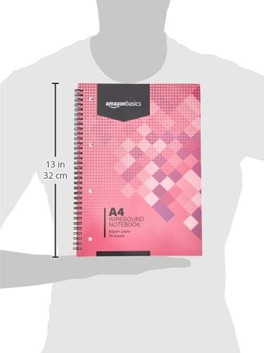 Amazon Basics Spiraalbinding, A4, 70 vellen, 140 vellen, 90 g/m², diverse kleuren, 5 stuks