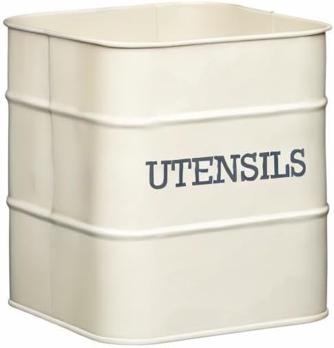 Pot à Ustensiles KitchenCraft Living Nostalgia – Acier Crème Vintage, 15 x 16 cm