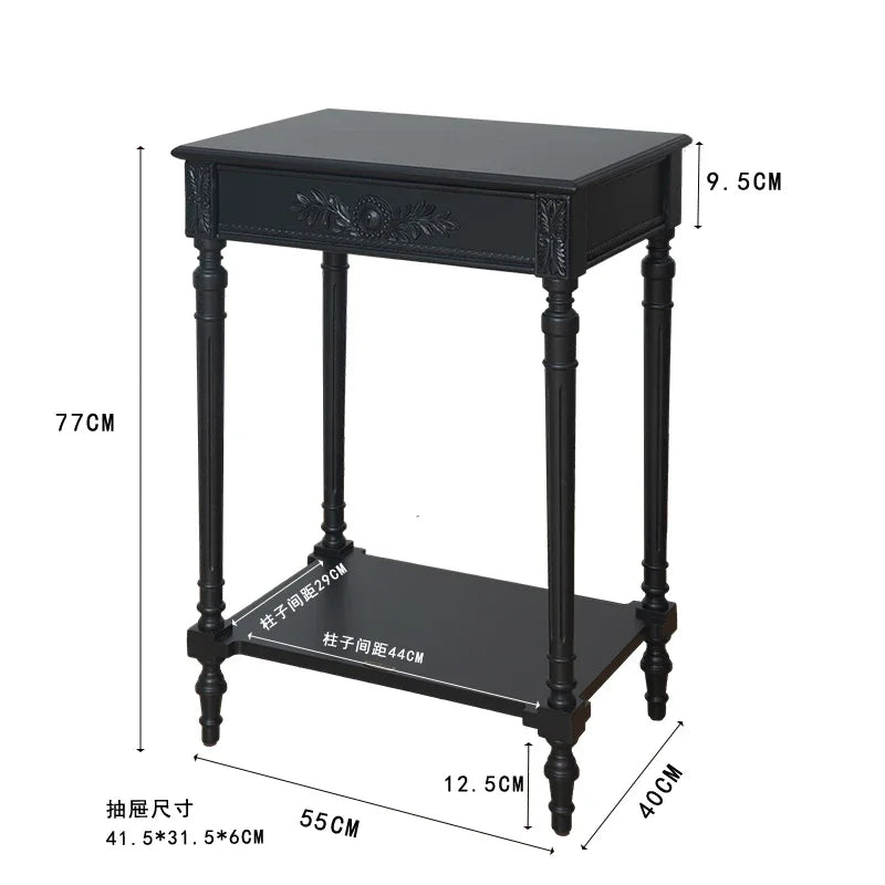 Console d'appoint style vintage français – Décor floral en relief