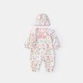 Cotton Bear Onesie for Newborn Baby Girls, Spring Autumn Casual Outfit, Unique Design, Long Sleeve, Full Zip Closure, Soft Comfortable Material