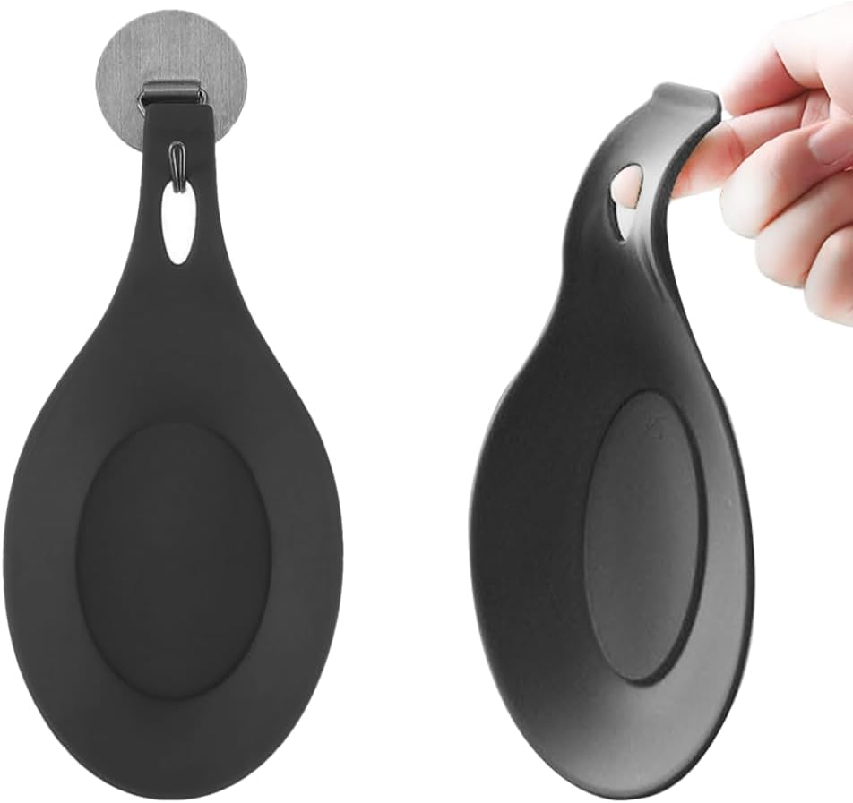 Repose-Cuillère en Silicone Multifonction – Suspendu, Lave-Vaisselle, Noir