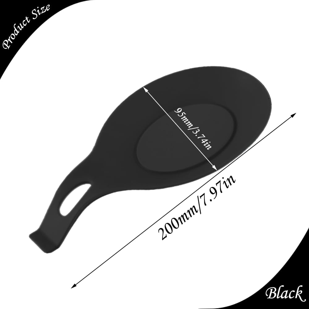 Repose-Cuillère en Silicone Multifonction – Suspendu, Lave-Vaisselle, Noir