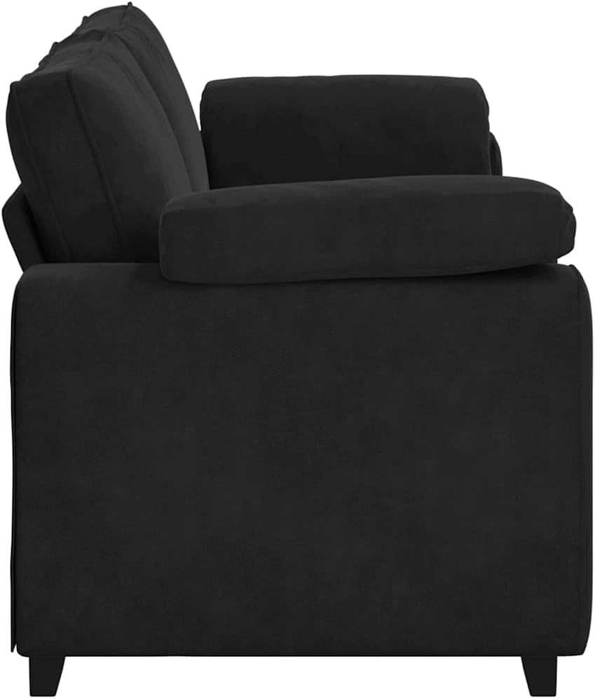 Canapé 3 Places vidaXL — Velours Noir, Assise 178 cm, Structure Bois & Métal