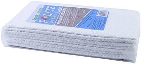 Torchons de Cuisine POLYTE – Lot de 8 Microfibres Gauffrées Ultra-Absorbantes, 40 x 71 cm, Gris & Blanc