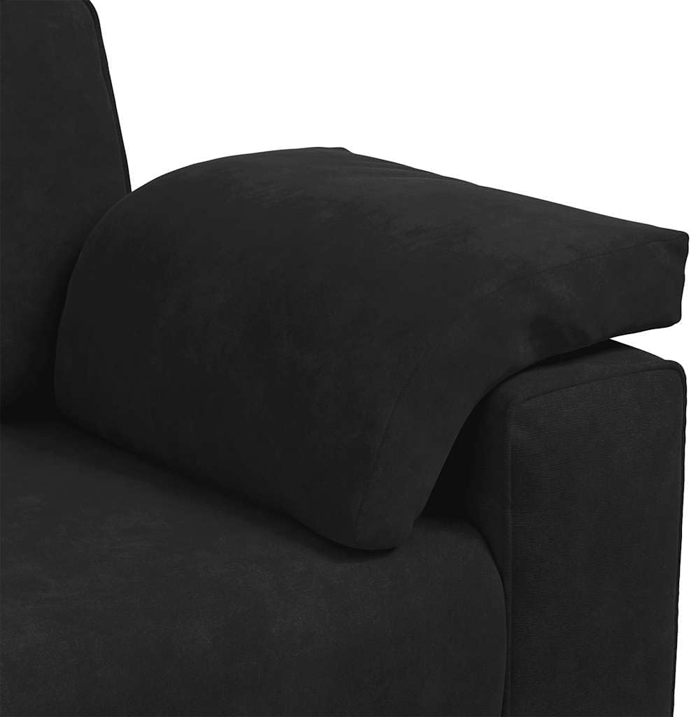 Canapé 3 Places vidaXL — Velours Noir, Assise 178 cm, Structure Bois & Métal