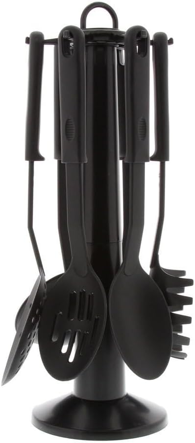 Set de 6 Ustensiles de Cuisine Pradel Excellence – Nylon Noir, Support Rotatif, Lave-Vaisselle