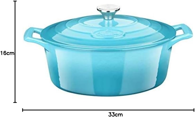 Cocotte Ovale en Fonte Émaillée La Cuisine – 5 L, Canneberge, Bouton Doré, Induction
