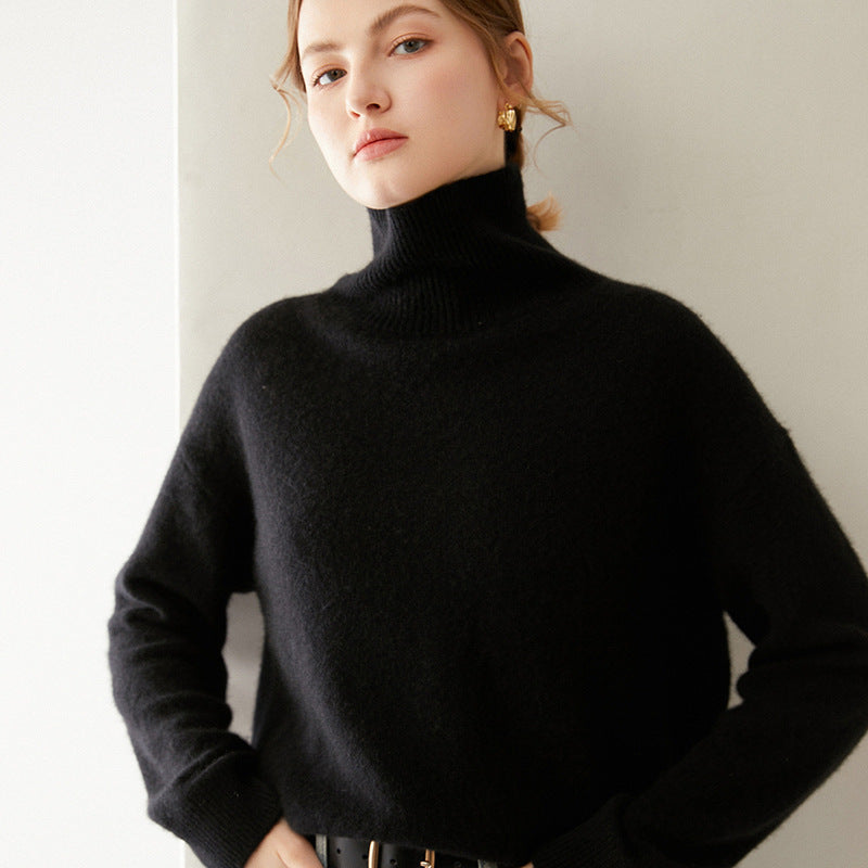 Pull Col Roulé Oversize en Maille — Femme