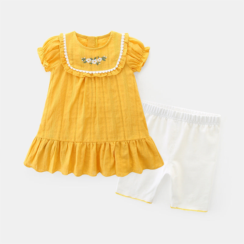 Baby Summer  Outfit for Toddlers Five-Piece Pants Two-Piece Set, Lightweight Dress Set