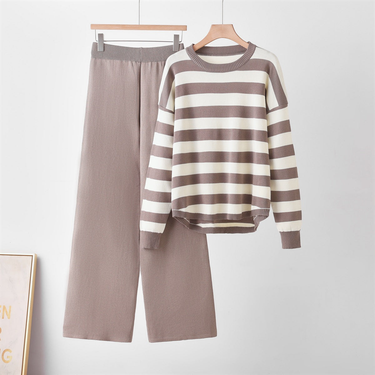 Ensemble Deux Pièces Rayé — Top & Pantalon Loose Femme