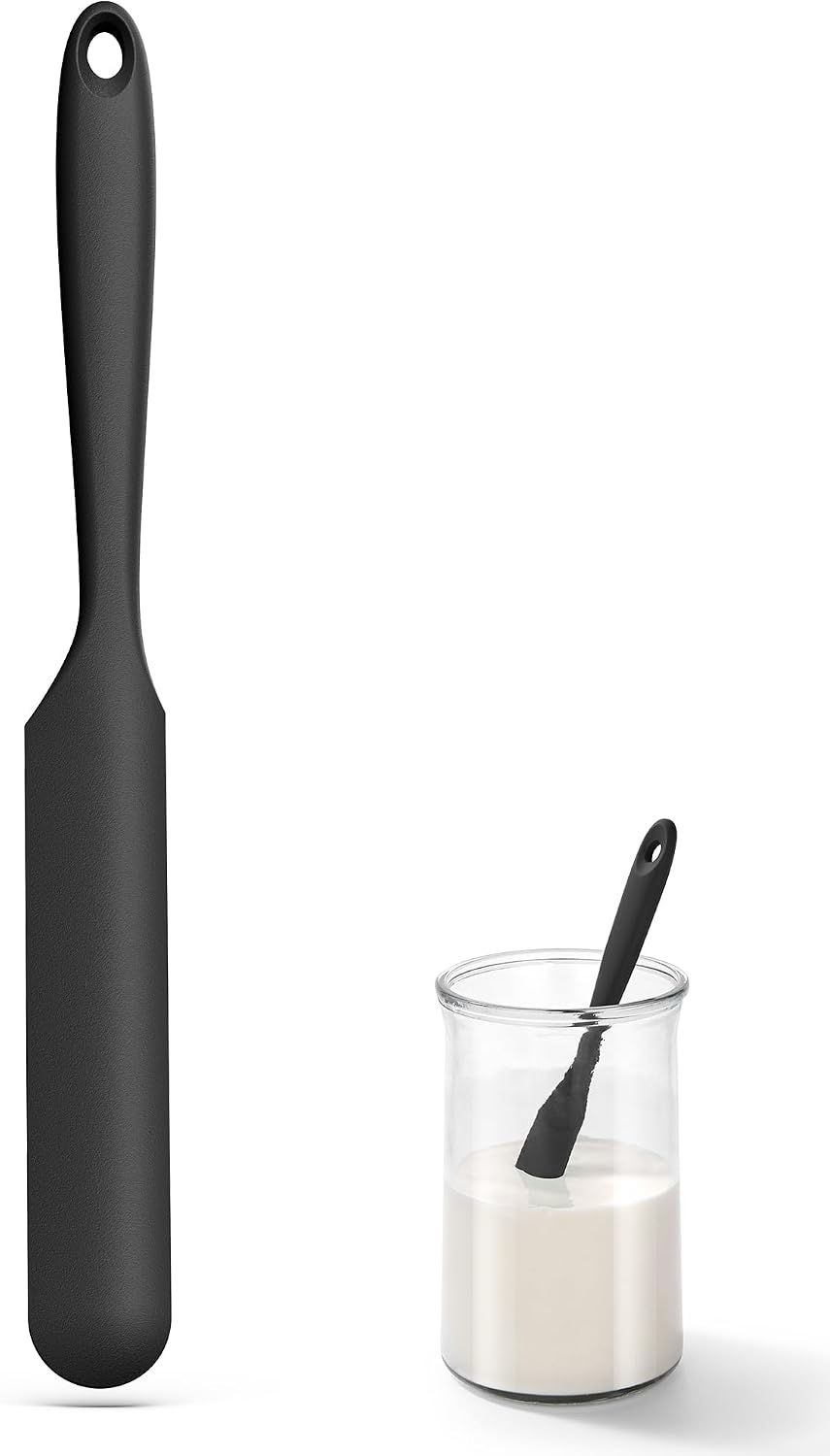Spatule Silicone U-Taste – Embout Cuillère, Cœur Acier Inox, Résistante 315°C, 24,5 cm, Noir