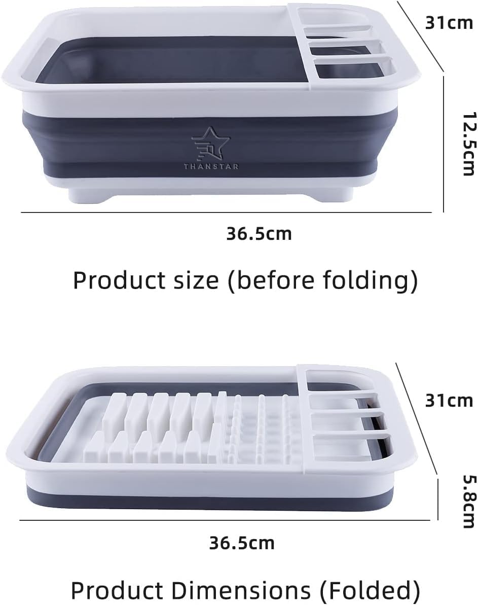THANSTAR Opvouwbaar afdruiprek, draagbare organizer voor keuken, caravan, camping, aanhanger, ruimtebesparend, keukenopbergbak