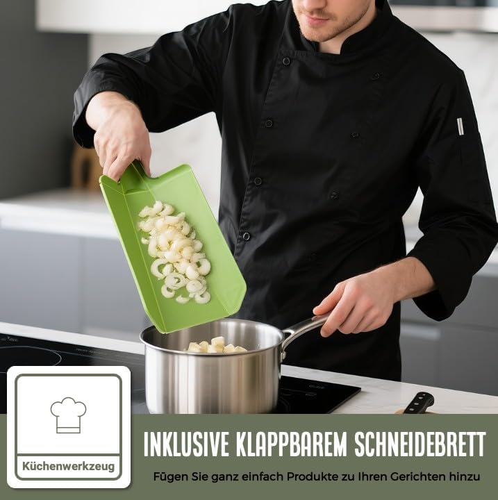 Set de Couteaux Coock 17 Pièces — Bloc, Planche Pliable, Inox Sans BPA