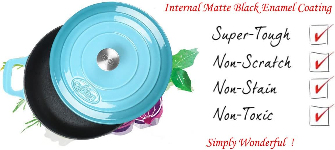 Cocotte Ovale en Fonte Émaillée La Cuisine – 5 L, Canneberge, Bouton Doré, Induction