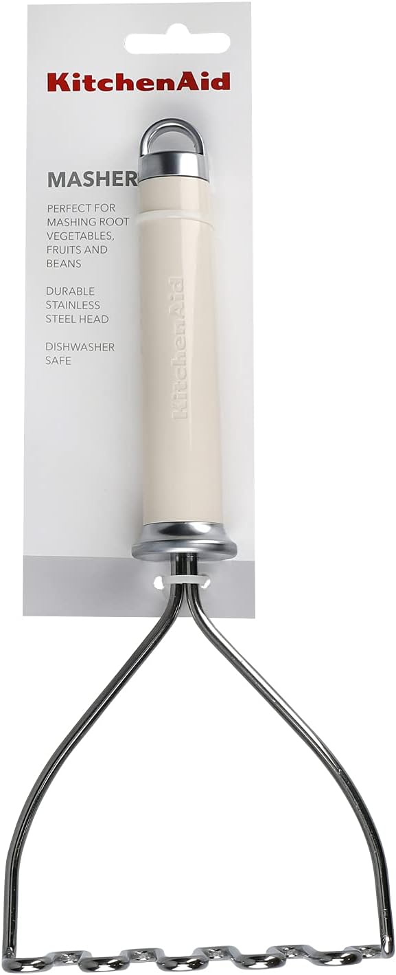 Presse-Purée KitchenAid Acier Inoxydable – Manche Ergonomique Antidérapant, Crème Amande