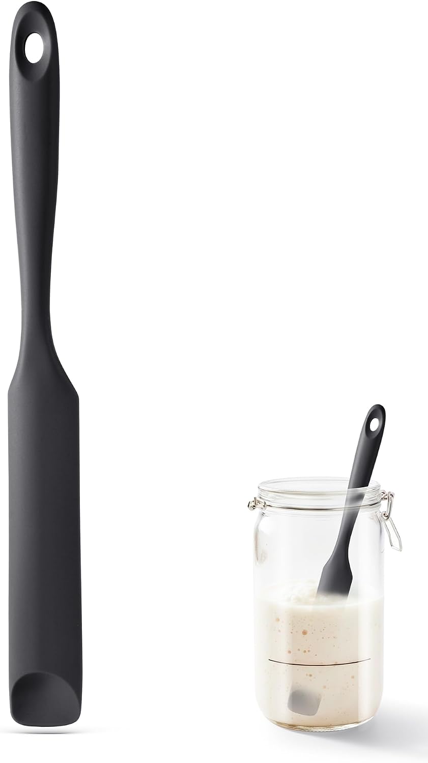 Spatule Silicone U-Taste – Embout Cuillère, Cœur Acier Inox, Résistante 315°C, 24,5 cm, Noir