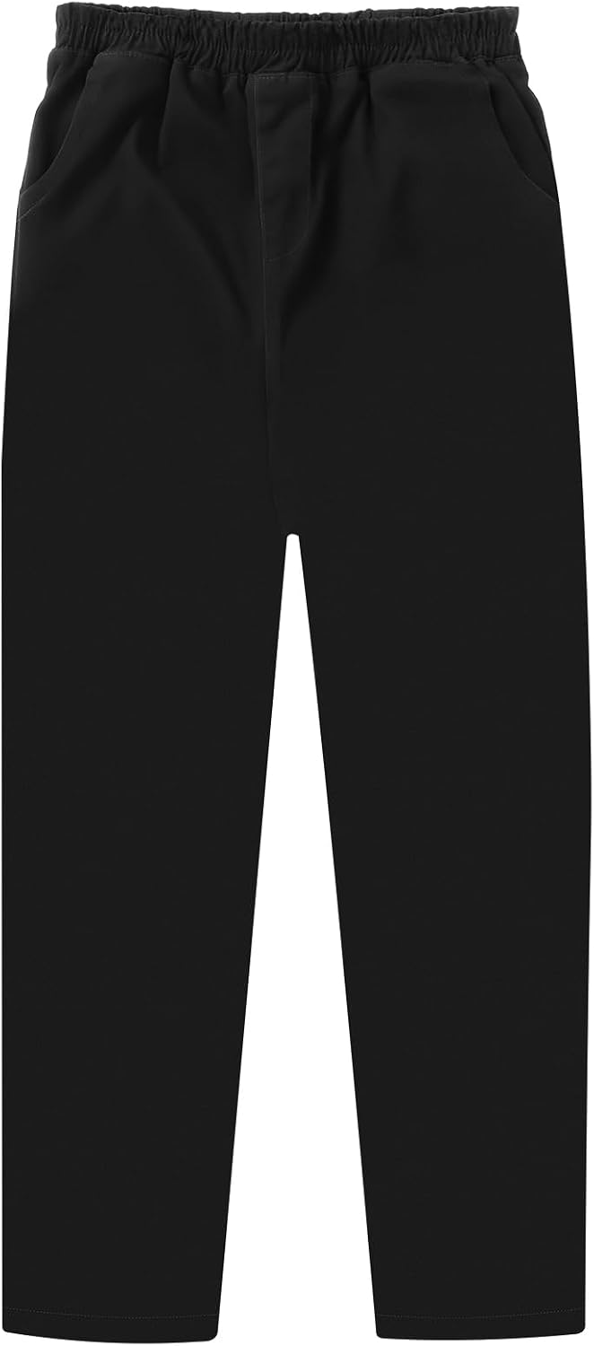 Boys School Trousers, Elastic Waist Jogging Trousers, Tracksuit Bottoms Suitable for Children from 6 to 11 Years, Black