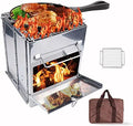 Poêle à bois de camping portable pliable pour cuisine en plein air avec grill et sac fourre-tout