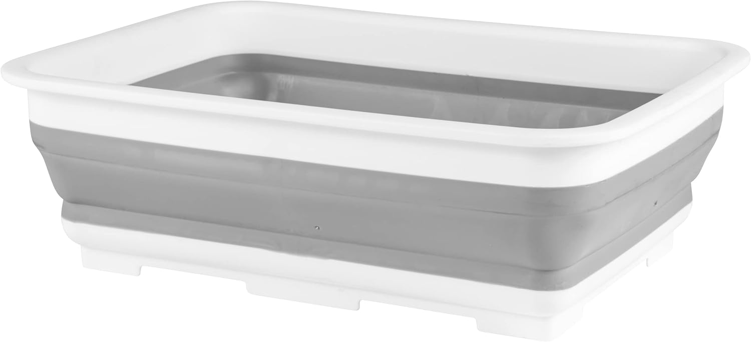 Beldray LA030191GRY Opvouwbare kom – intrekbare kom van kunststof, afwasbak, draagbaar, groenten wassen, servies, rechthoekige kom voor huishouden en keuken, camping, caravans