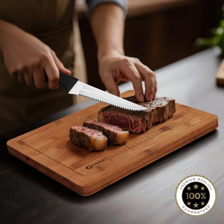 Set de Couteaux Coock 17 Pièces — Bloc, Planche Pliable, Inox Sans BPA