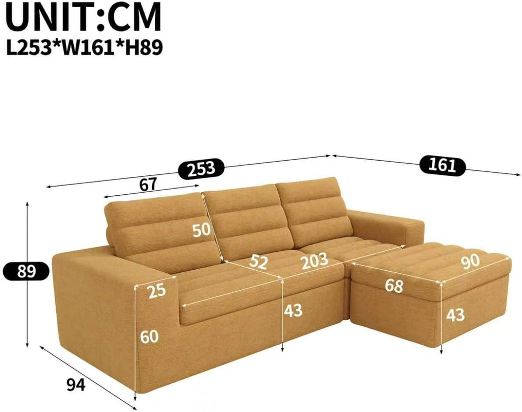 Canapé d'Angle Modulable 3 Places – Mémoire de Forme, Housse Lavable, Sans Montage | Blanc