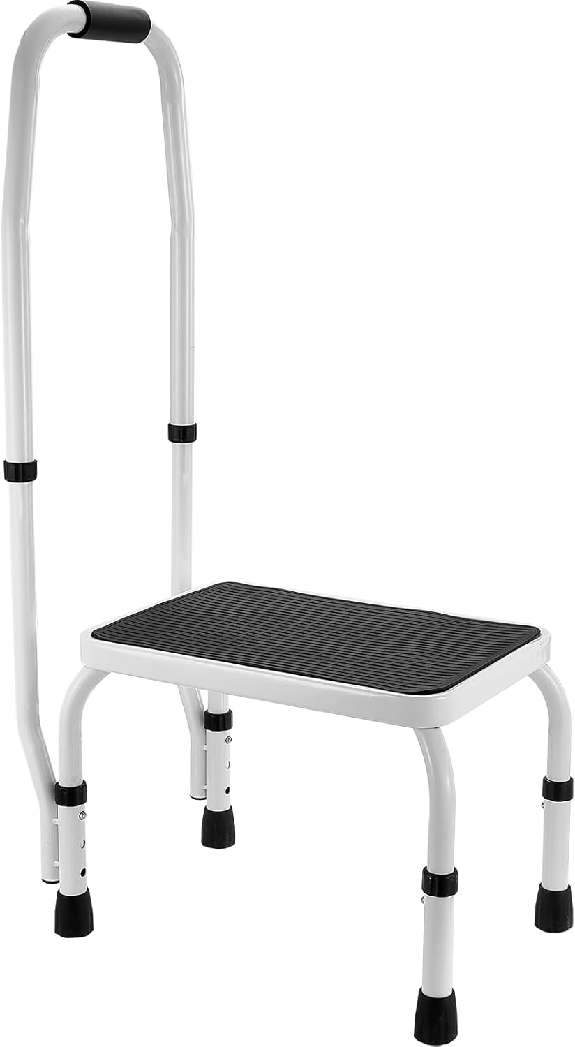 VEVOR Ladder met 1 treden, capaciteit 150 kg, opvouwbare ladder van staal, 3 verstelbare hoogtes, draagbare trapladder voor peuters voor volwassenen, robuuste antislip trapladder voor kantoor, camper