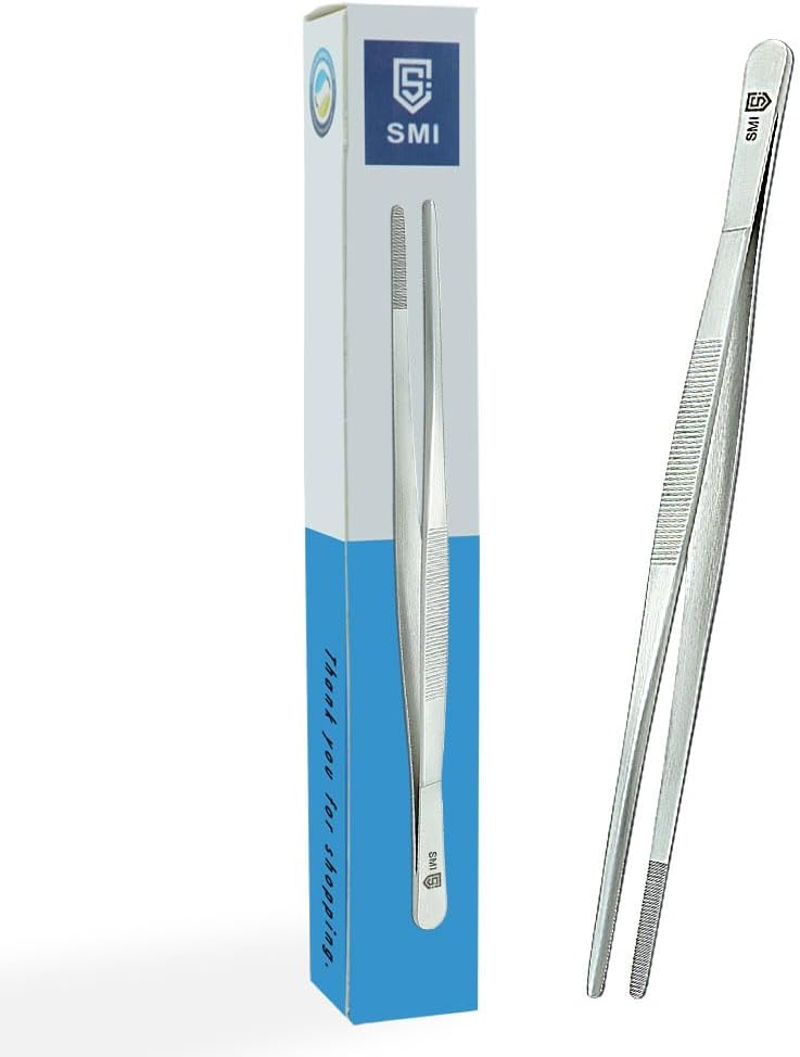 Pince de Cuisine SMI 26 cm – Acier Inoxydable, Pointe Dentelée Antidérapante, Barbecue & Grill