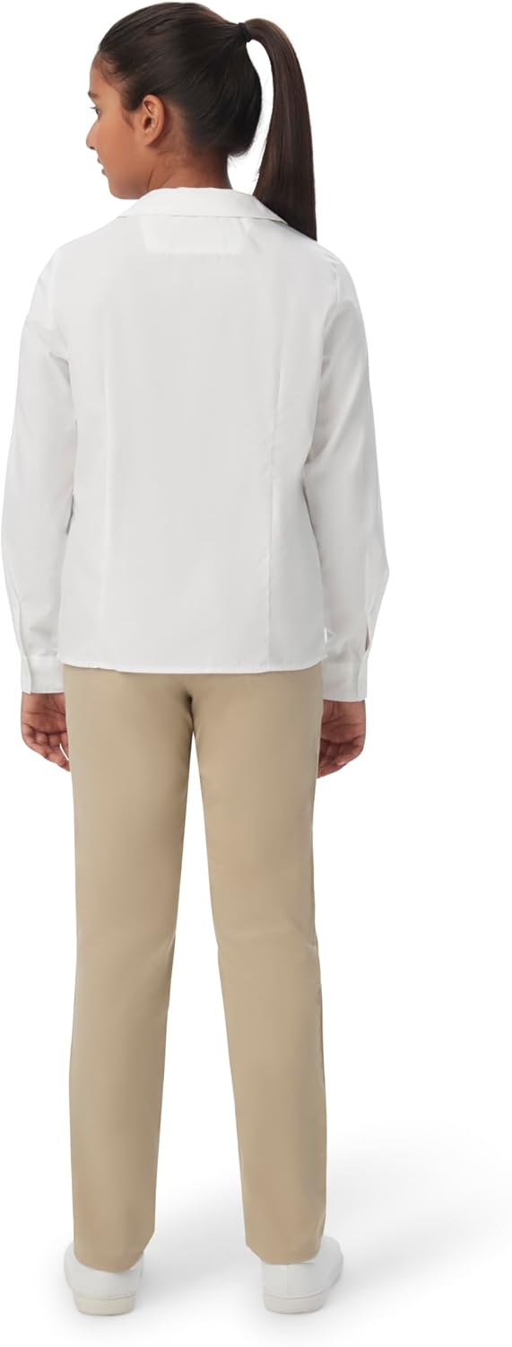French Toast Claudine kraag geweven blouse met lange mouwen voor meisjes, wit, 12