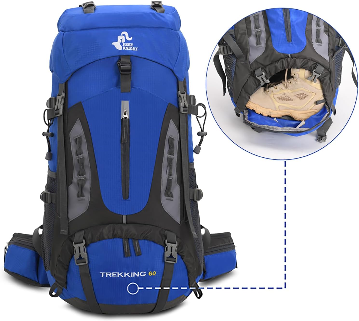 Bseash Waterdichte lichtgewicht wandelrugzak met regenhoes, outdoor sport reisrugzak voor klimmen kamperen toerisme, 60 liter, Militair Groen