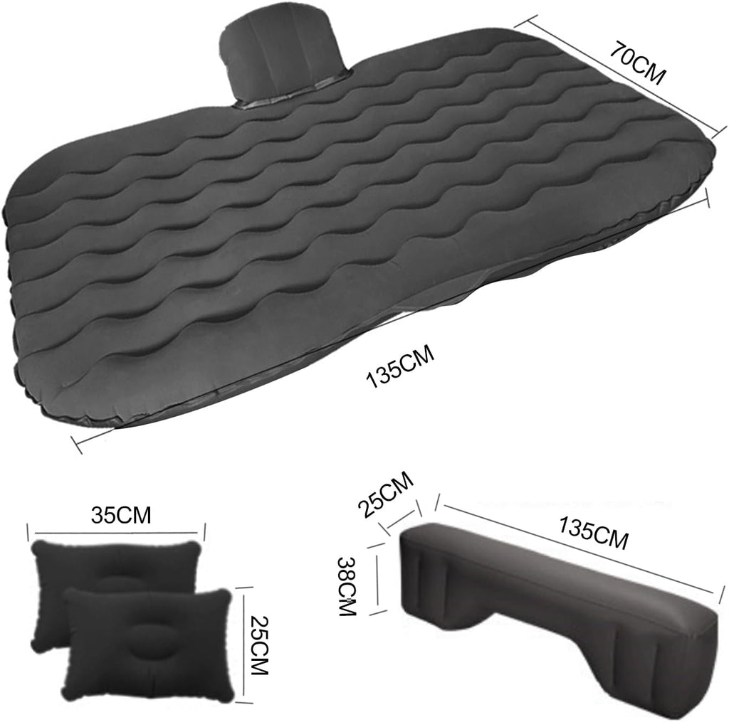 Ergocar Opblaasbaar luchtbed voor auto, reizen, camping, waterdicht, lekvrij, voor kamperen, wandelen, zwembad, strand, reizen (zwart)
