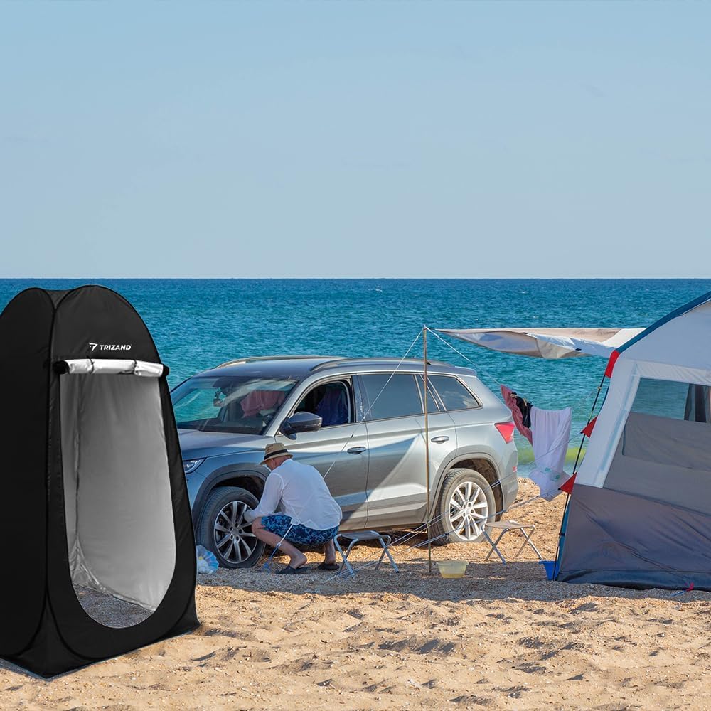 TRIZAND 23492 Strandtent, mobiel, voor douche, toilet, met draagtas, waterdicht, ondoorzichtig, pop-up voor buiten