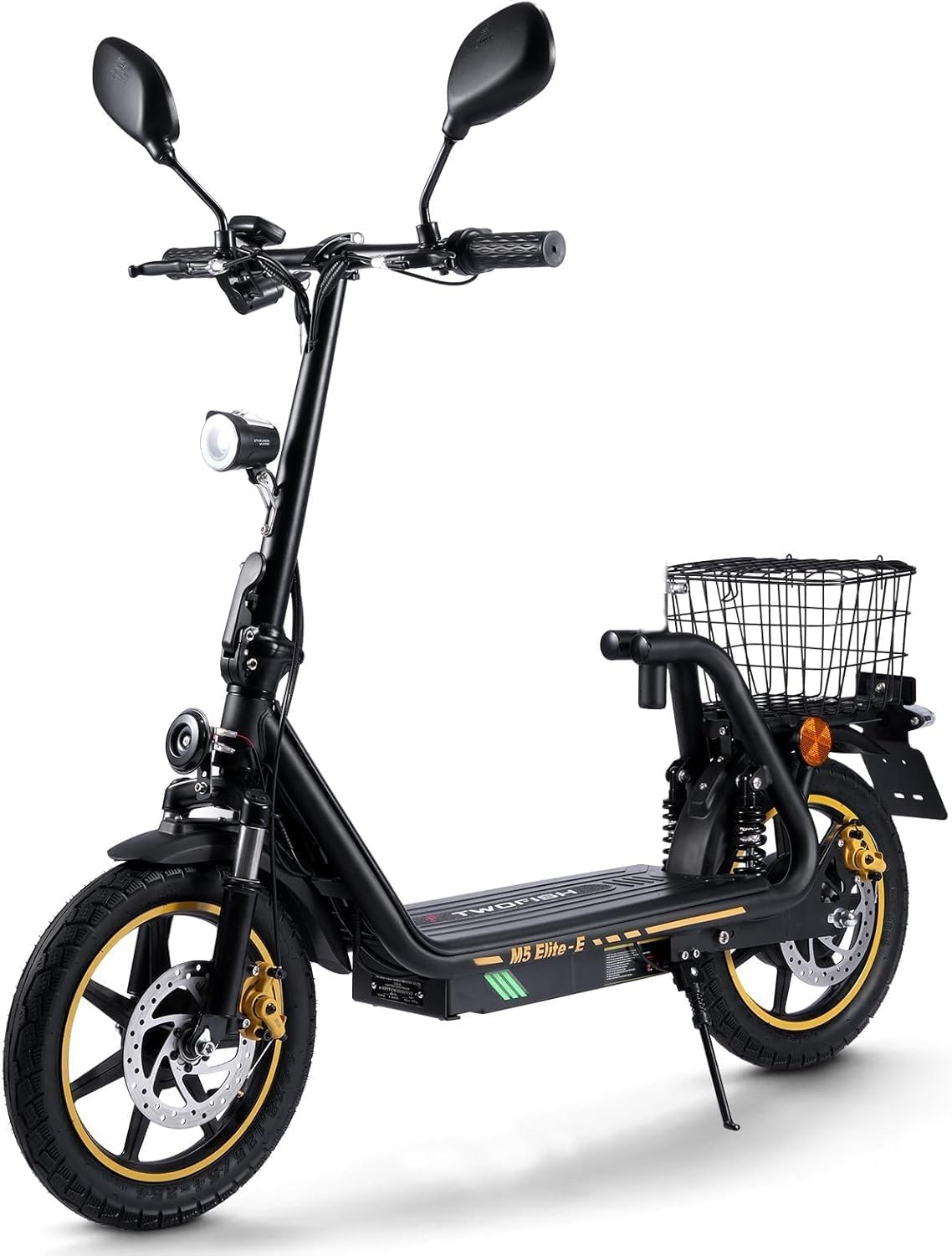 M5PRO-E Elektrische step, opvouwbaar, 48 V, 13 Ah, 30 km bereik | Snelheidsbegrenzing, display, 12 inch banden, zitting, kofferbak, spiegels, dubbele vering en schijfrem
