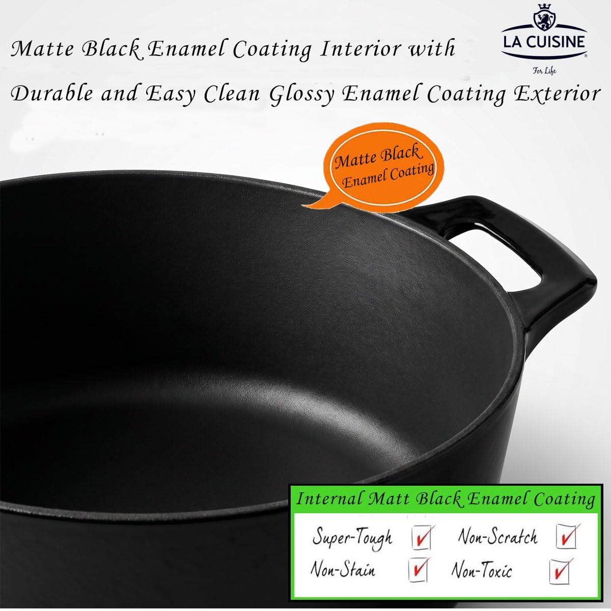 Cocotte Ovale en Fonte Émaillée La Cuisine – 5 L, Canneberge, Bouton Doré, Induction