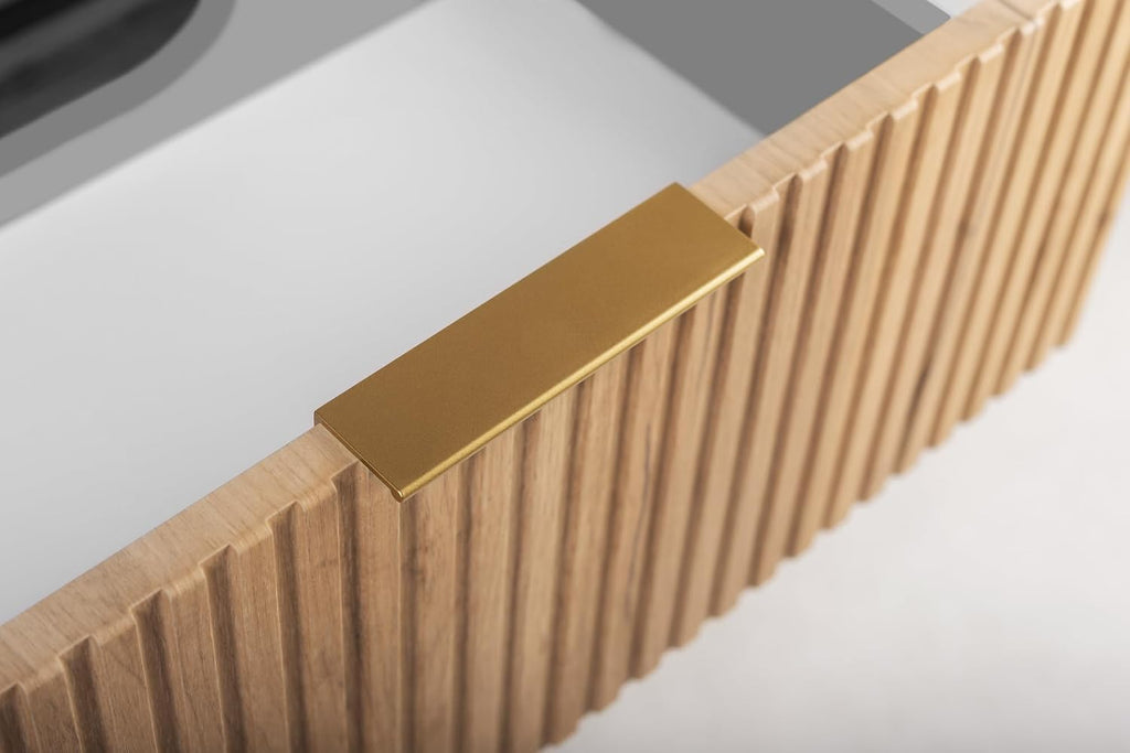 Meuble-lavabo en chêne massif — Poignée dorée | 120 x 51,7 x 41,5 cm