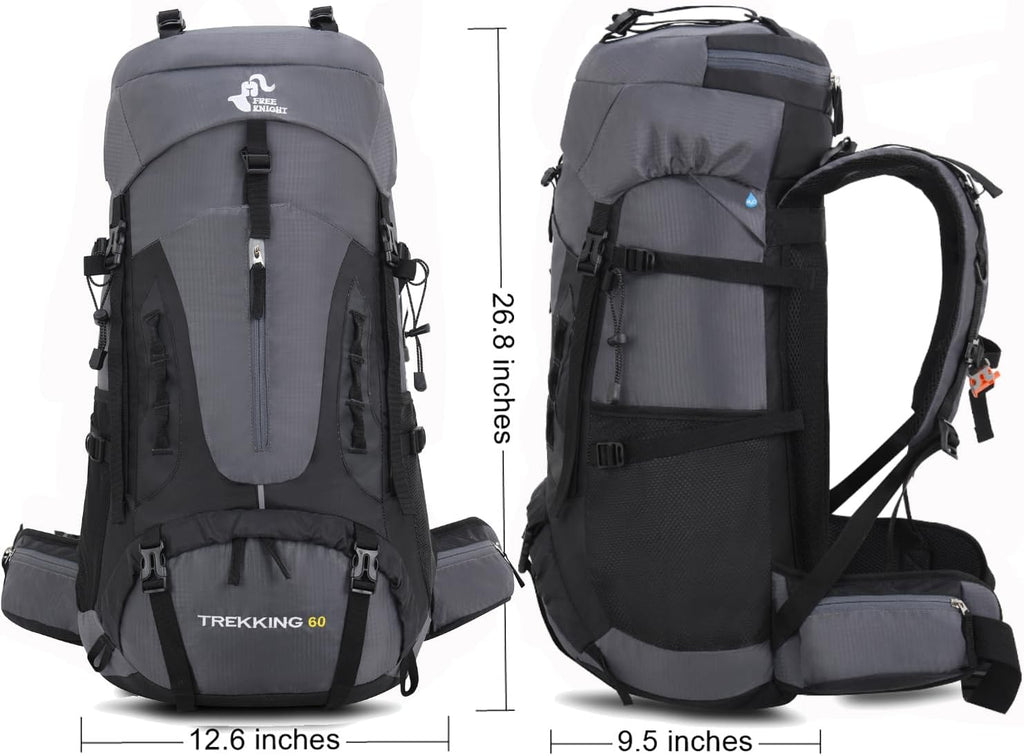 Bseash Waterdichte lichtgewicht wandelrugzak met regenhoes, outdoor sport reisrugzak voor klimmen kamperen toerisme, 60 liter, Militair Groen