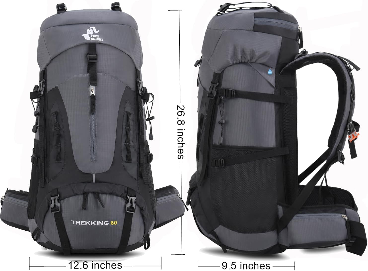Bseash Waterdichte lichtgewicht wandelrugzak met regenhoes, outdoor sport reisrugzak voor klimmen kamperen toerisme, 60 liter, Militair Groen
