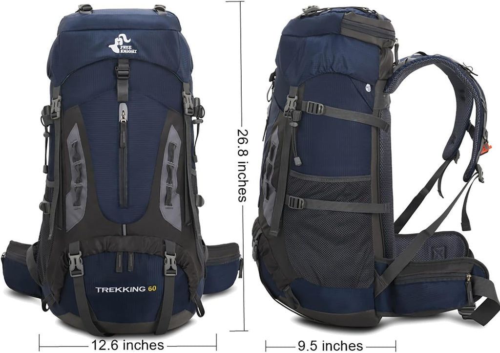 Bseash Waterdichte lichtgewicht wandelrugzak met regenhoes, outdoor sport reisrugzak voor klimmen kamperen toerisme, 60 liter, Militair Groen