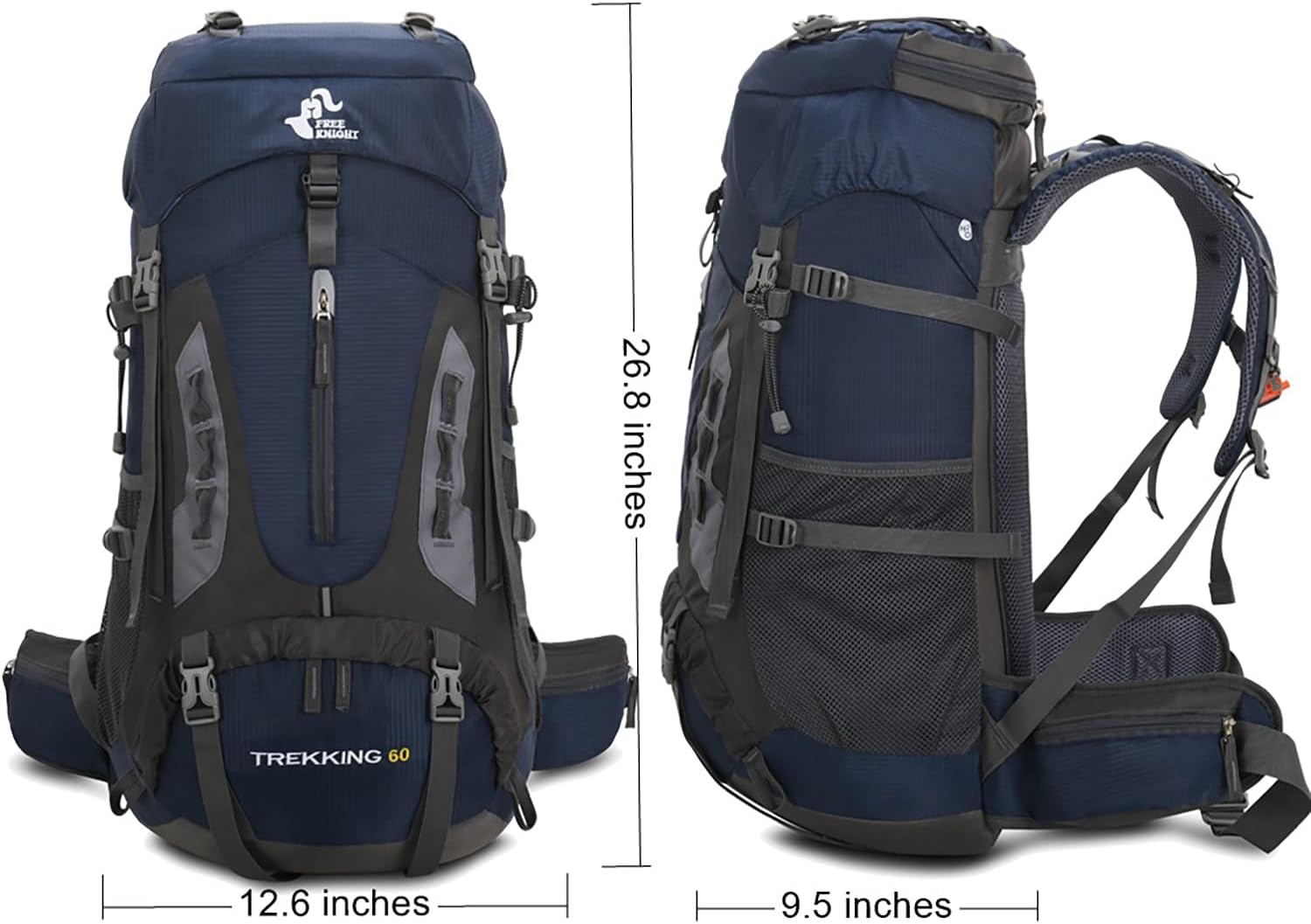 Bseash Waterdichte lichtgewicht wandelrugzak met regenhoes, outdoor sport reisrugzak voor klimmen kamperen toerisme, 60 liter, Militair Groen