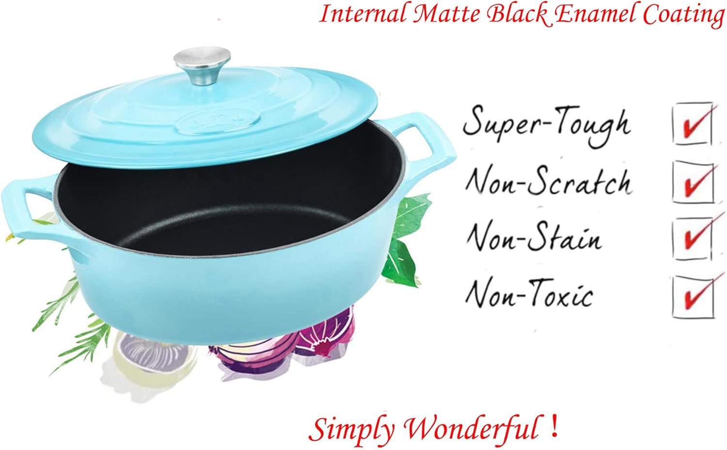 Cocotte Ovale en Fonte Émaillée La Cuisine – 5 L, Canneberge, Bouton Doré, Induction