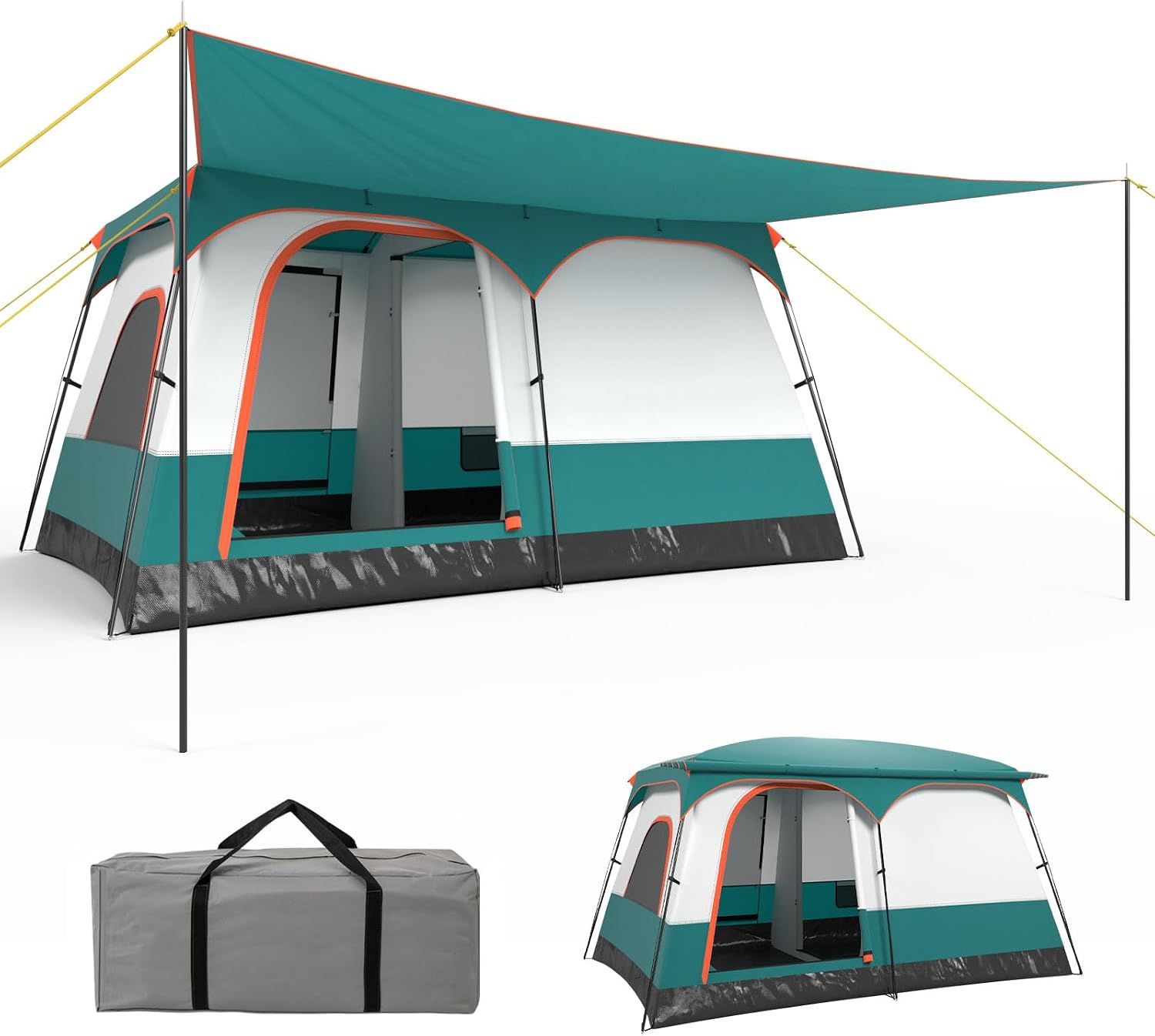GYMAX Grote campingtent met luifel