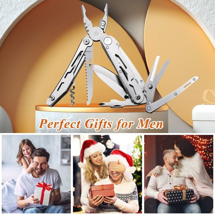 RoverTac Multitool zakmes tactisch survivalmes camping geschenken voor mannen papa echtgenoot 18 in 1 multi-tool mes tang schaar kurkentrekker 9-pack schroevendraaier