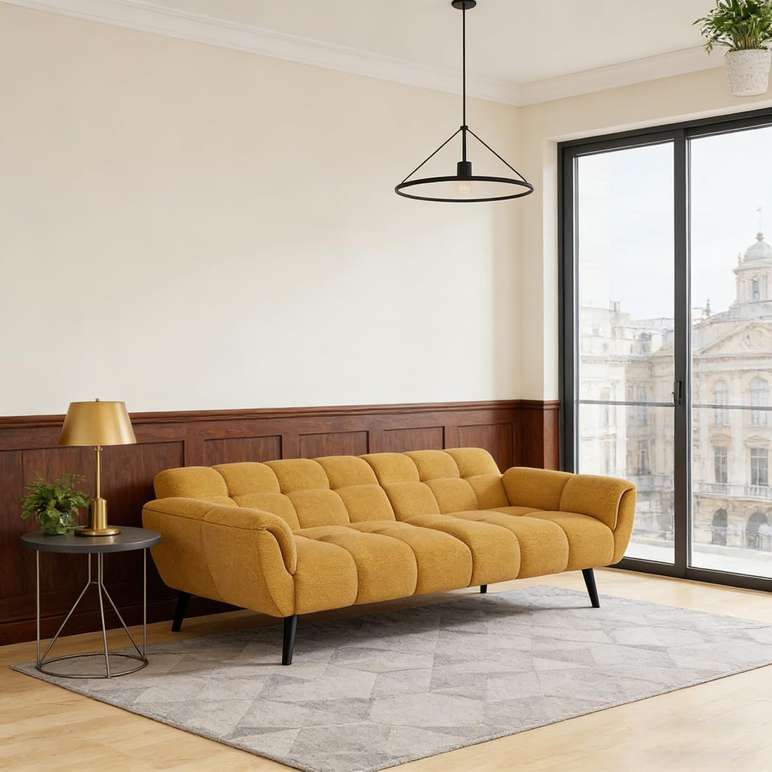 Canapé-lit convertible JIEXI – 3 places – Tissu gris – Dossier 3 positions – 170 cm