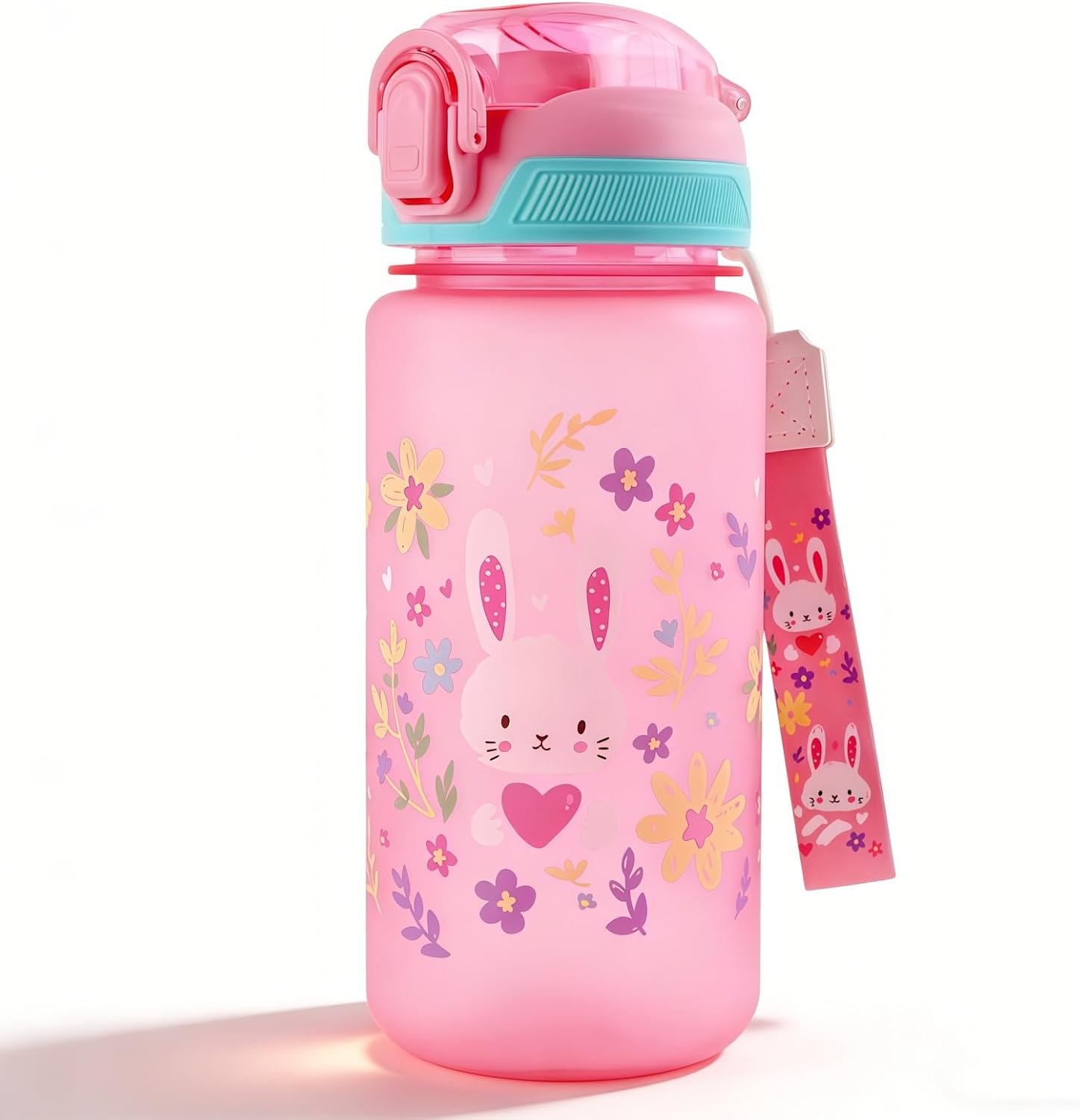 Children's Water Bottle, 600 ml, Sturdy and Shatterproof, Leak-Proof with Straw, BPA-Free, Beautiful Water Bottle for Girls and Boys Suitable for School Travel, Portable