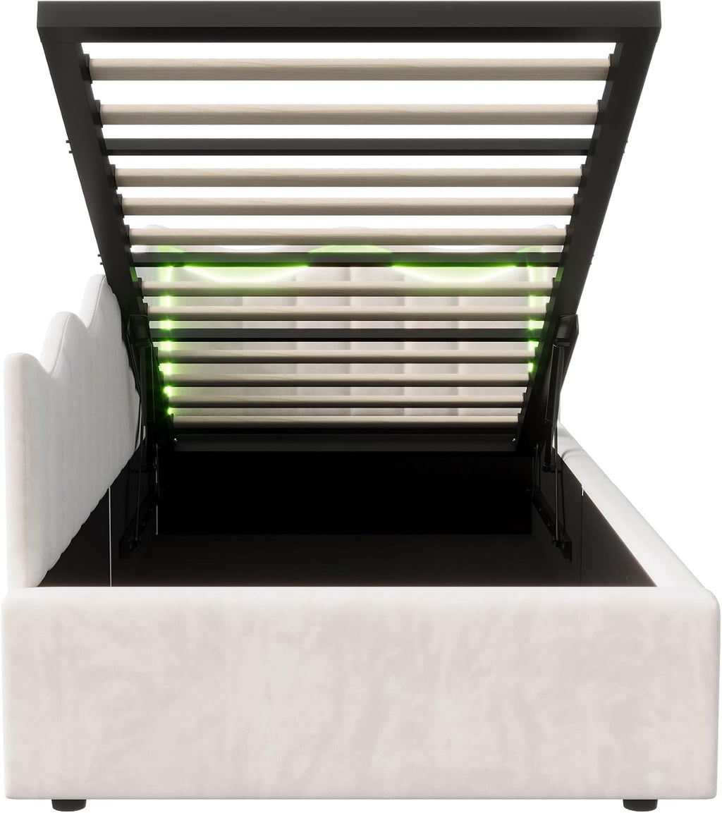 Canapé-Lit Convertible LKPOMI 2 Places — Velours Beige, Lit 180x200 cm