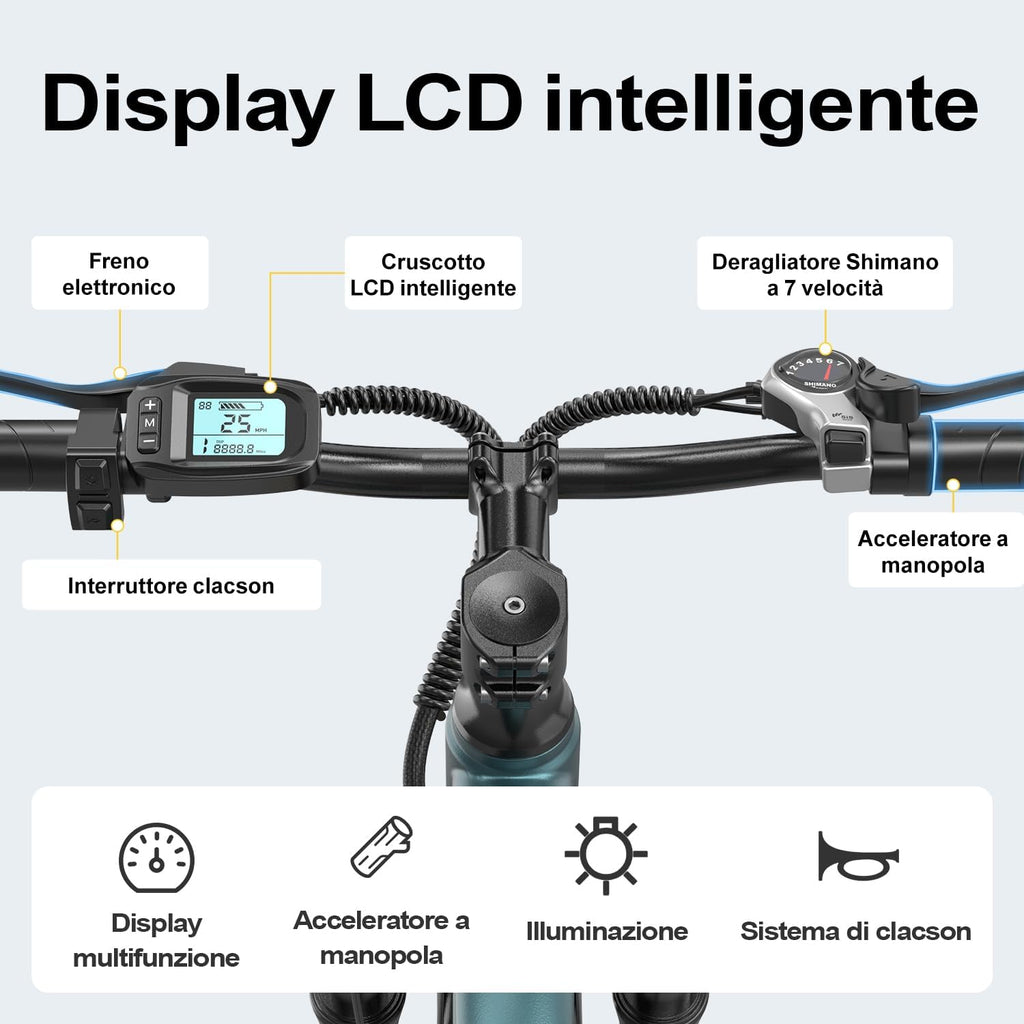 Elektrische fiets voor heren met 36 V 10 Ah accu, 7 versnellingen transmissie met lcd-display, 250 W motor en 25 km/u, lange afstand 80 km, 24/26 inch elektrische fiets voor volwassenen (26