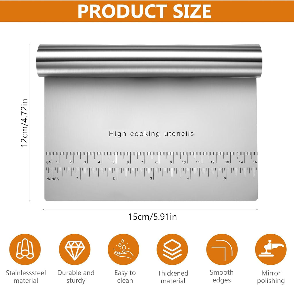 Lot de 2 Raclettes à Pâte en Inox — Coupe-Pâte avec Graduation